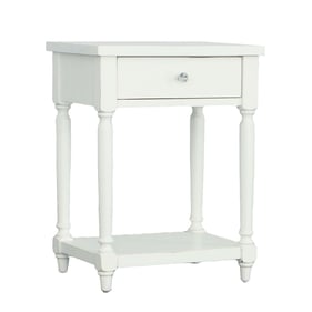 Progressive Furniture Theo White Side Table With Electrical Outlet and USB ...