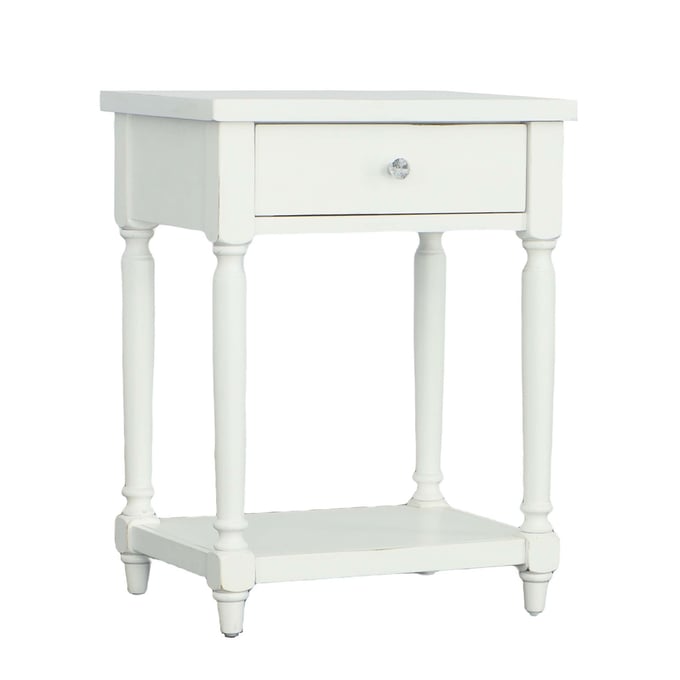 Progressive Furniture Theo White Side Table With Electrical Outlet and USB Port PRG-A721-69W