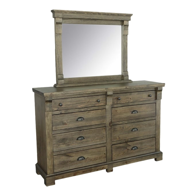 Progressive Furniture Baldwin Brown 8 Drawers Dresser and Mirror PRG-B672-23-50