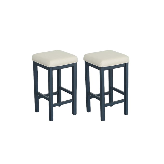 2 Progressive Furniture Irish Pub Denim Blue Upholstered Counter Stools PRG-D826-64D