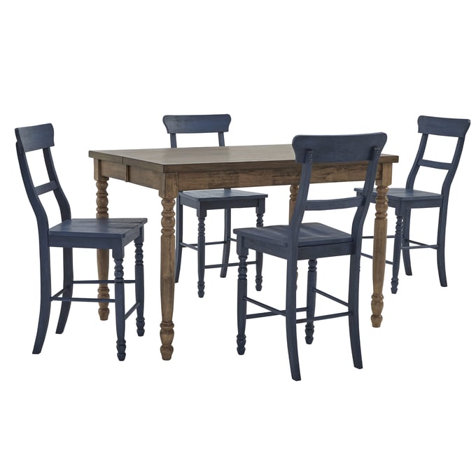 Progressive Furniture Savannah Court Tan Navy 5pc Counter Height Set PRG-D845-BAR-S3