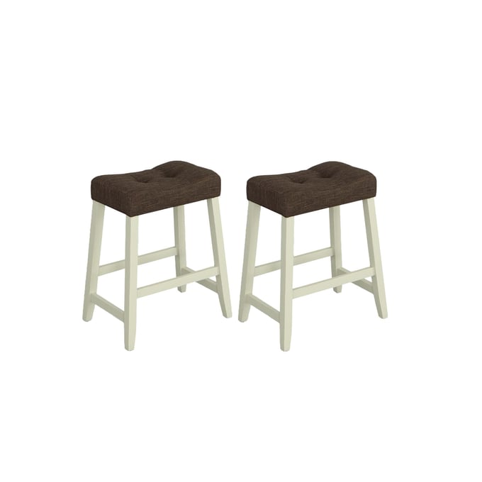 2 Progressive Furniture Oakwood Village Brown Off White Counter Stools PRG-D858-64