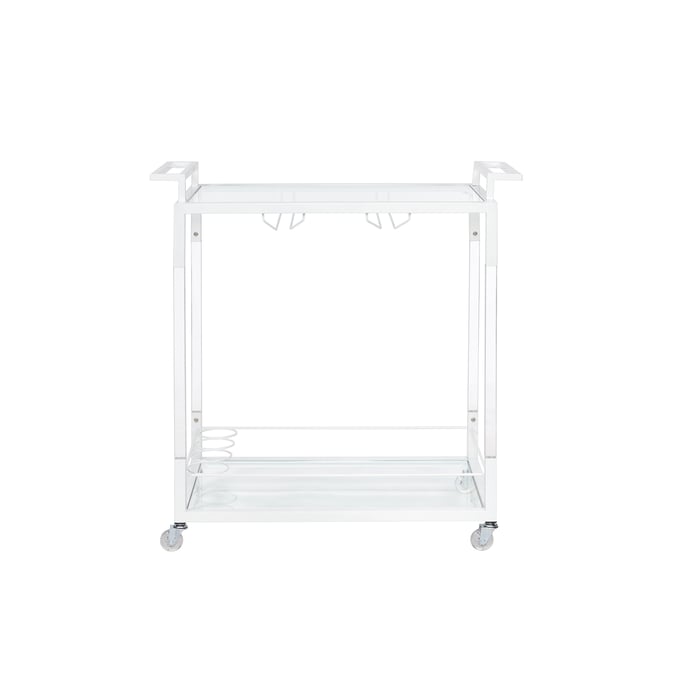 Progressive Furniture Luca Clear White Bar Cart PRG-I628-74