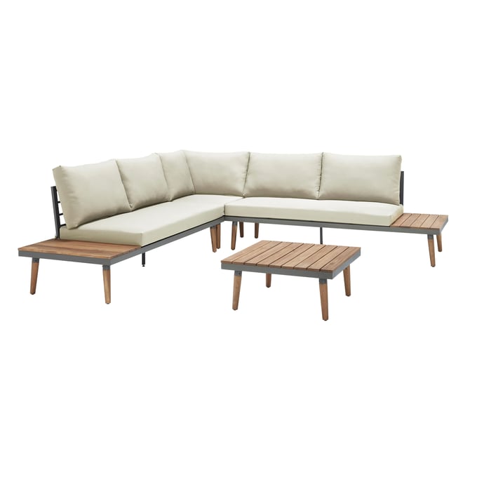 Progressive Furniture Dockside Brown Cream Outdoor Sectional PRG-I725-LBRB-CRTB