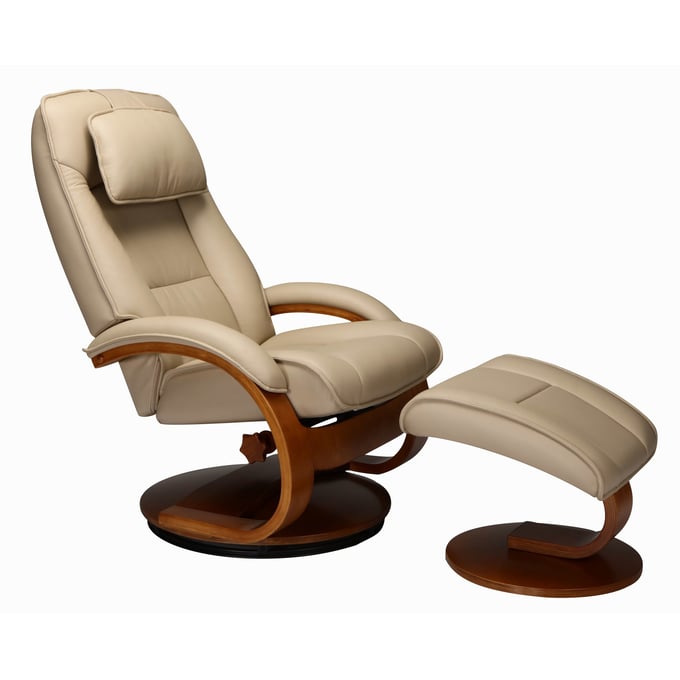 Mac Motion Relax R Cobblestone Leather Brampton Recliner and Ottoman MAC-M052-032103