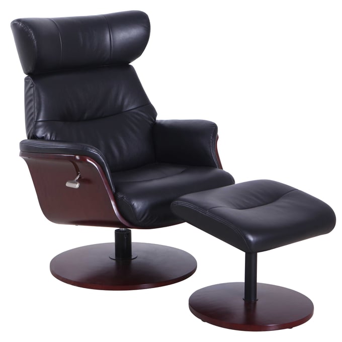 Mac Motion Relax R Black Leather Sennet Recliner and Ottoman MAC-M729-493001