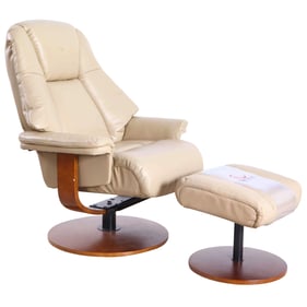 Mac Motion Relax R Cobble Leather Lindley Recliner and Ottoman