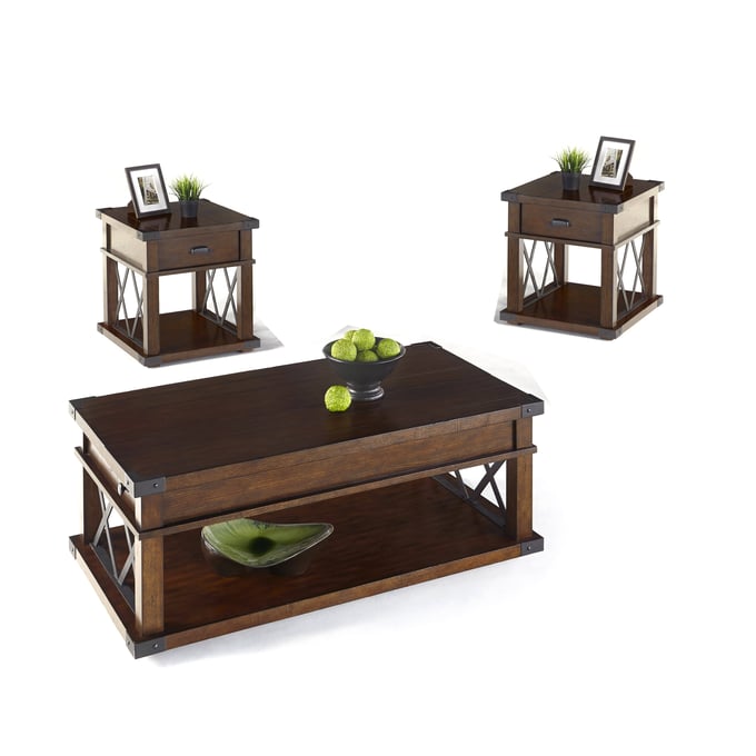 Progressive Furniture Landmark Brown 3pc Coffee Table Set PRG-P527-OCT-S