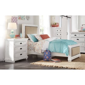 Progressive Furniture Willow White 4pc Bedroom Set With Twin Upholstered Be...