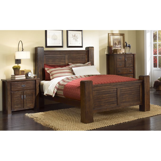 Progressive Furniture Trestlewood Brown 2pc Bedroom Set with King Post Bed PRG-P611-BR-S1