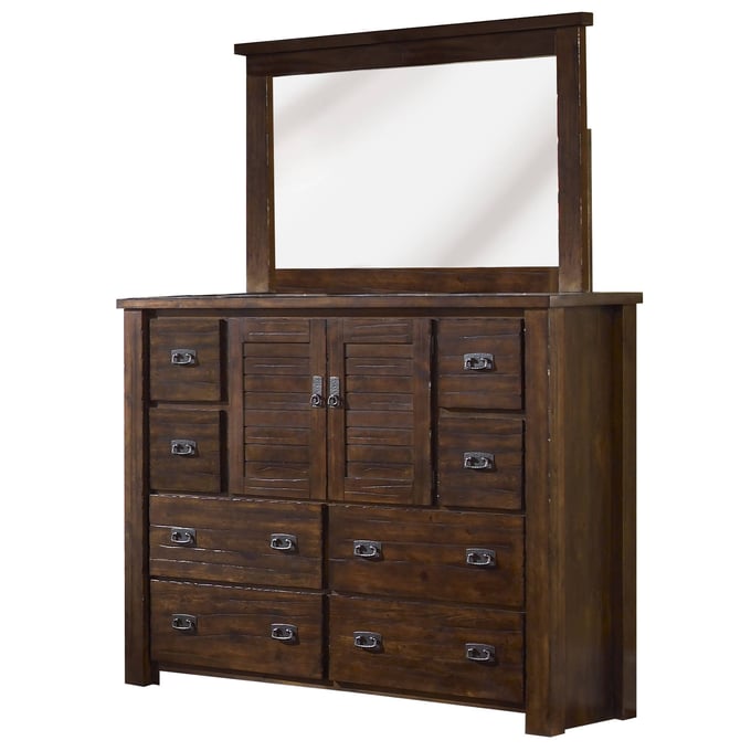 Progressive Furniture Trestlewood Brown Dresser and Mirror PRG-P611-24-50