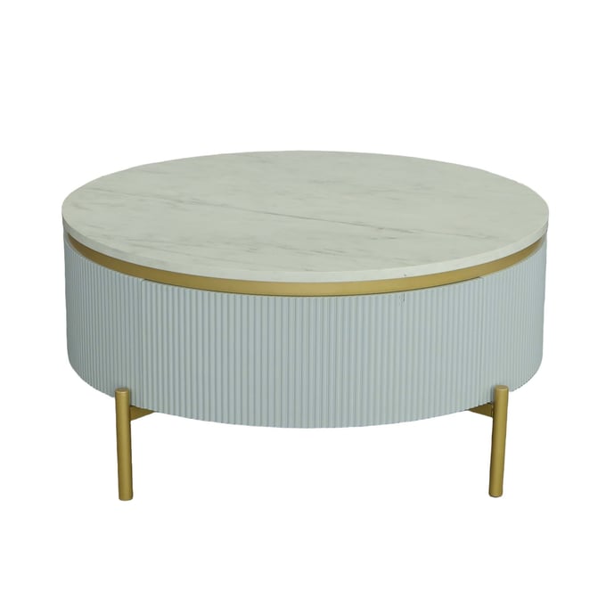 Progressive Furniture Deco District White Gold Round Cocktail Table PRG-T134-01