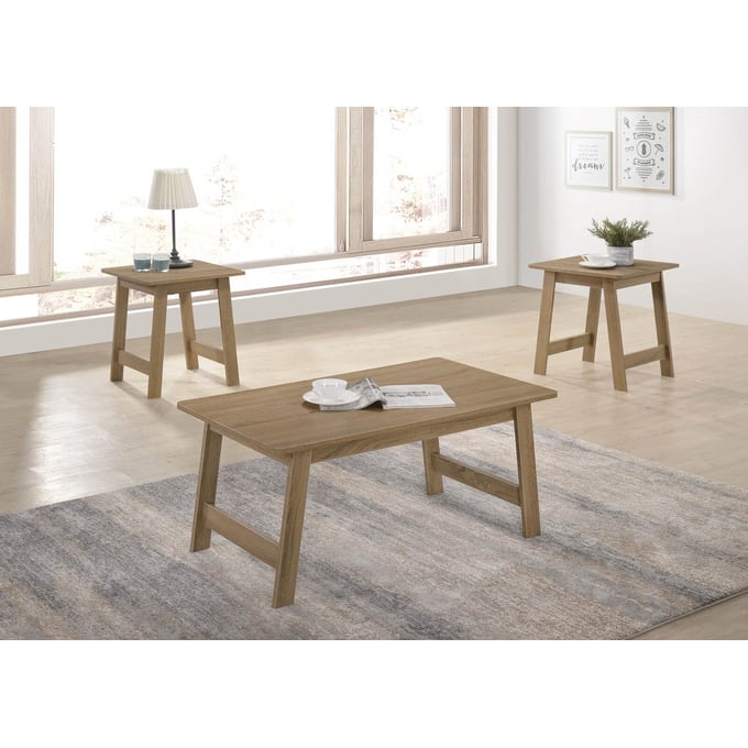 Progressive Furniture Matt Oak 3pc Coffee Table Set PRG-T173-01-OCT-S1