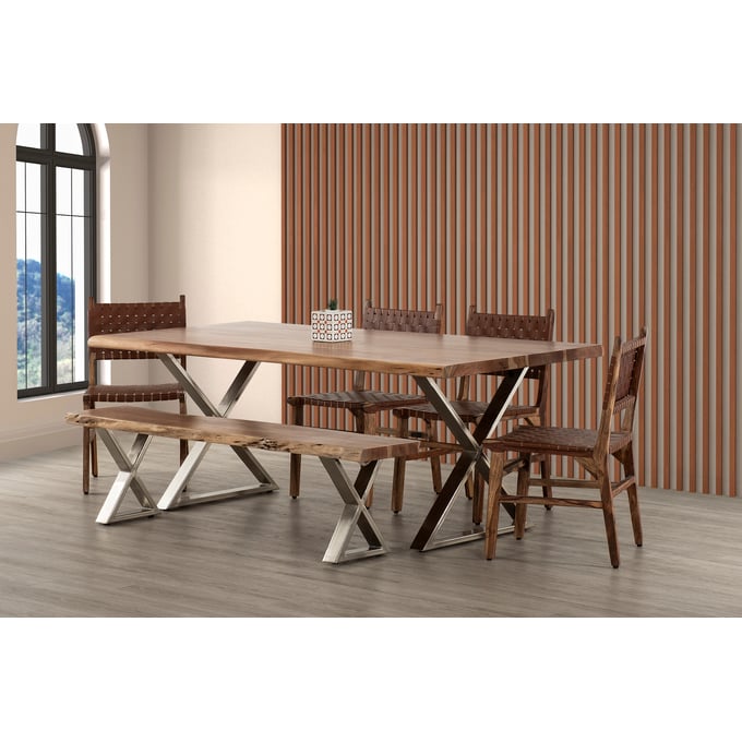 Primo Coastline Brown Loomie 82 Inch 6pc Dining Room Set PRMO-4084-DR-S2