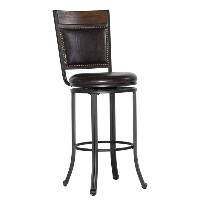 Powell Furniture Franklin Dark Brown Black Swivel Barstool PWL-15D2020BS