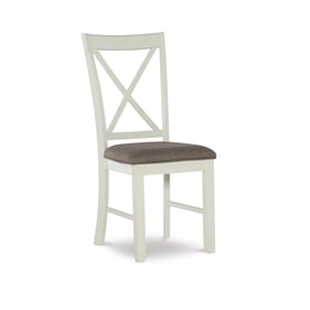 2 Powell Furniture Jane Vanilla White Rustic Taupe Side Chairs