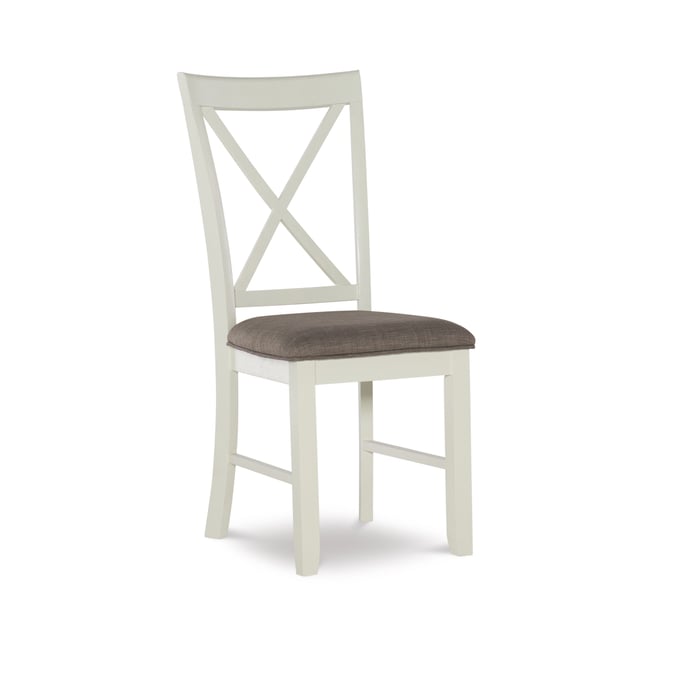 2 Powell Furniture Jane Vanilla White Rustic Taupe Side Chairs PWL-15D8153SC