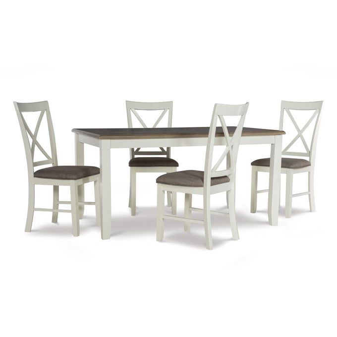 Powell Furniture Jane Rustic Taupe Vanilla White 5pc Dining Room Set PWL-15D8153