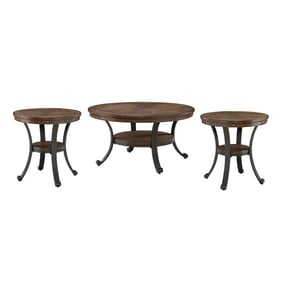 Powell Furniture Franklin Umber Brown 3pc Coffee Table Set