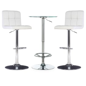 Powell Furniture Jenna White PU 3pc Bar Set