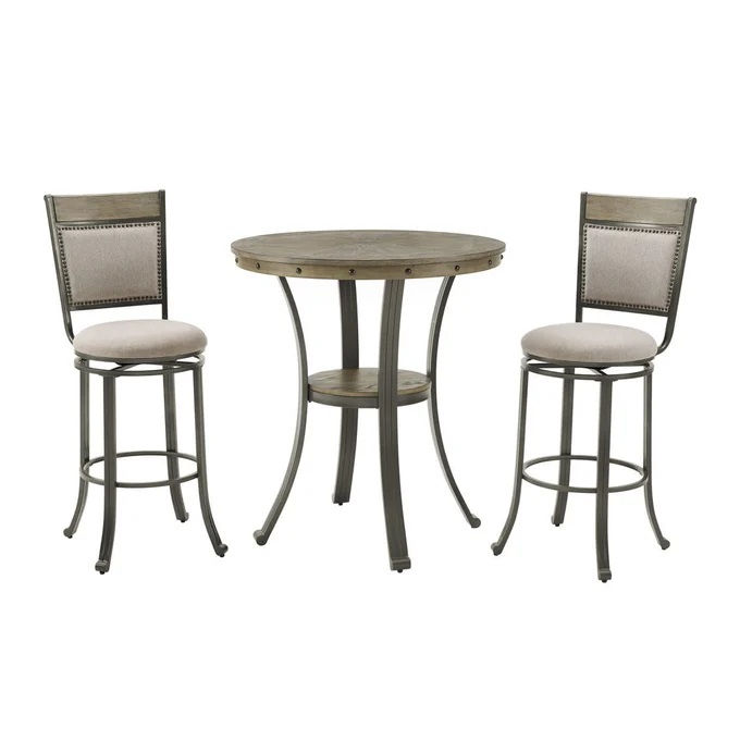 Powell Furniture Franklin Grey Taupe 3pc Pub Set PWL-D1283B19PT3