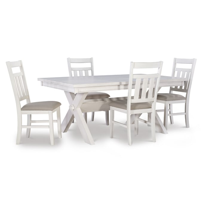 Powell Furniture Turino Smokey White Tan 5pc Dining Room Set PWL-D1249D19PC5W