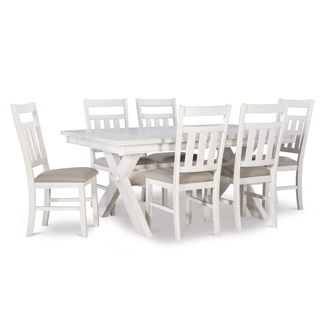 Powell Furniture Turino Smokey White Tan 7pc Dining Room Set PWL-D1249D19PC7W