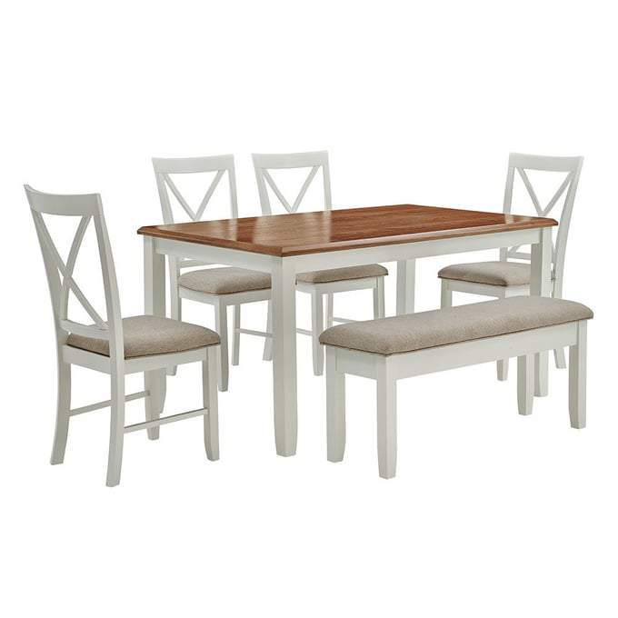 Powell Furniture Jane Brown Vanilla White 6pc Dining Room Set PWL-D1253D19BPC6