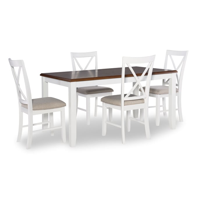 Powell Furniture Jane Brown Vanilla White 5pc Dining Room Set PWL-D1253D19B