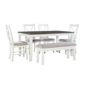 Powell Furniture Jane Dark Grey Vanilla White 6pc Dining Room Set