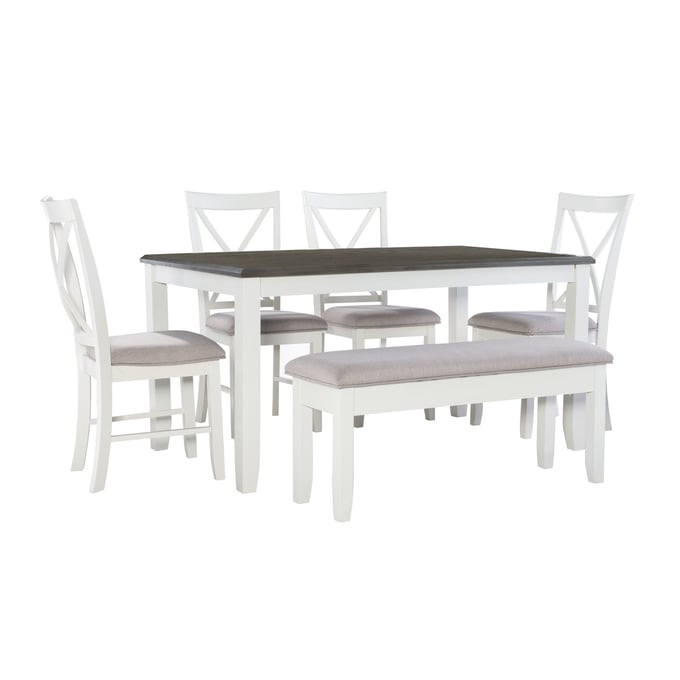 Powell Furniture Jane Dark Grey Vanilla White 6pc Dining Room Set PWL-D1254D19GPC6