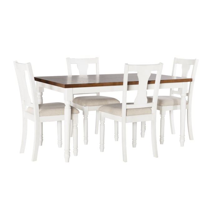 Powell Furniture Willow Brown Vanilla White 5pc Dining Room Set PWL-D1252D19BPC5