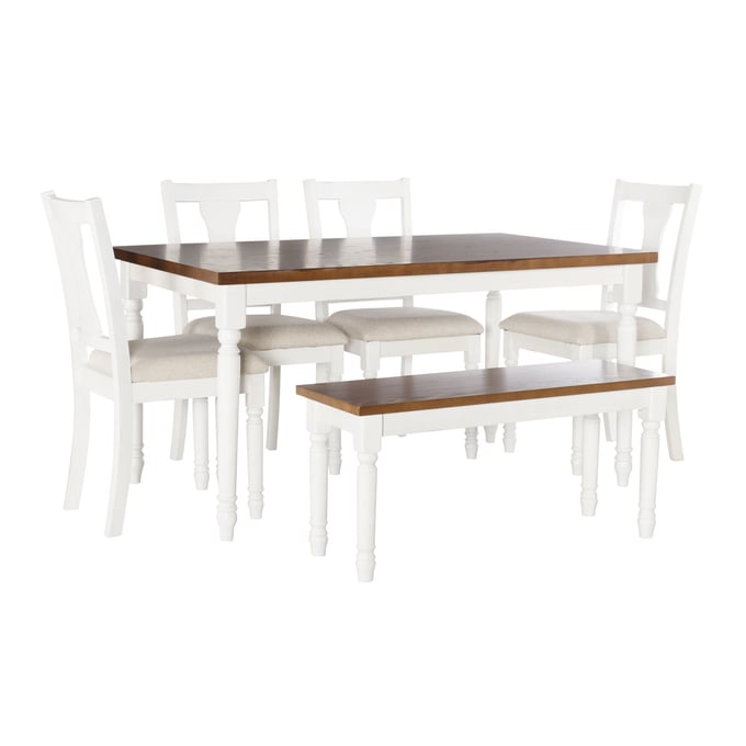 Powell Furniture Willow Brown Vanilla White 6pc Dining Room Set PWL-D1252D19B