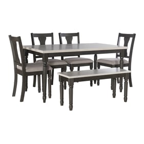 Powell Furniture Willow Smokey White Dark Grey 6pc Dining Room Set