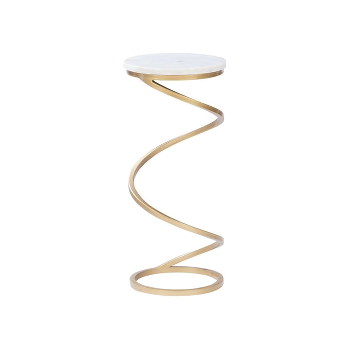 Powell Furniture Rian White Gold Spiral Drink Table PWL-D1323A20W