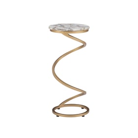 Powell Furniture Rian Grey Agate Gold Spiral Drink Table