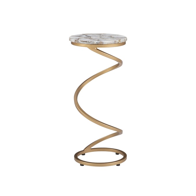 Powell Furniture Rian Grey Agate Gold Spiral Drink Table PWL-D1323A20G