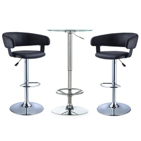 Powell Furniture Jenna Black 3pc Bar Set with Barrel Barstool