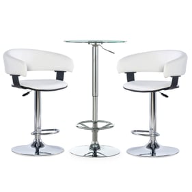 Powell Furniture Jenna White 3pc Bar Set with Barrel Barstool