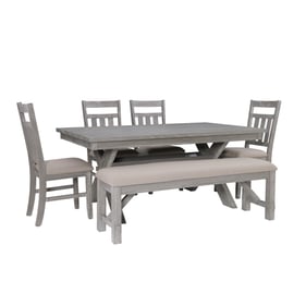 Powell Furniture Turino Weathered Grey Tan 6pc Dining Room Set