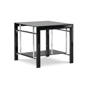 Powell Furniture Black Glass Rectangular End Table