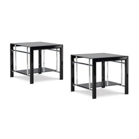 2 Powell Furniture Black Glass End Tables