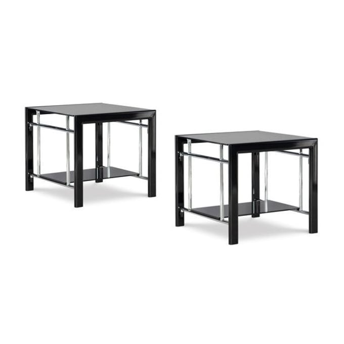 2 Powell Furniture Black Glass End Tables PWL-629EE