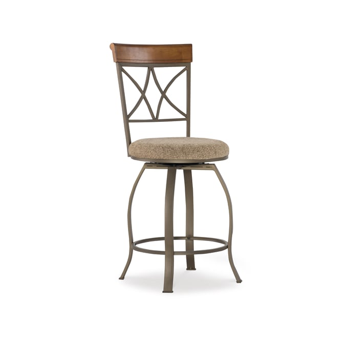 Powell Furniture Hamilton Medium Cherry Taupe Swivel Counter Stool PWL-697-726