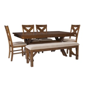 Powell Furniture Kraven Dark Hazelnut Beige 6pc Dining Room Set