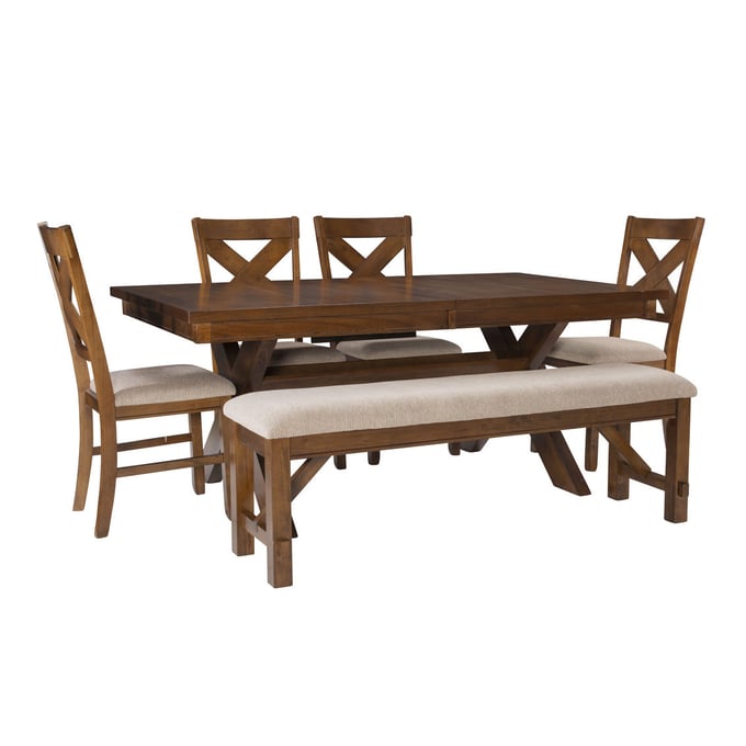 Powell Furniture Kraven Dark Hazelnut Beige 6pc Dining Room Set PWL-713-417M5