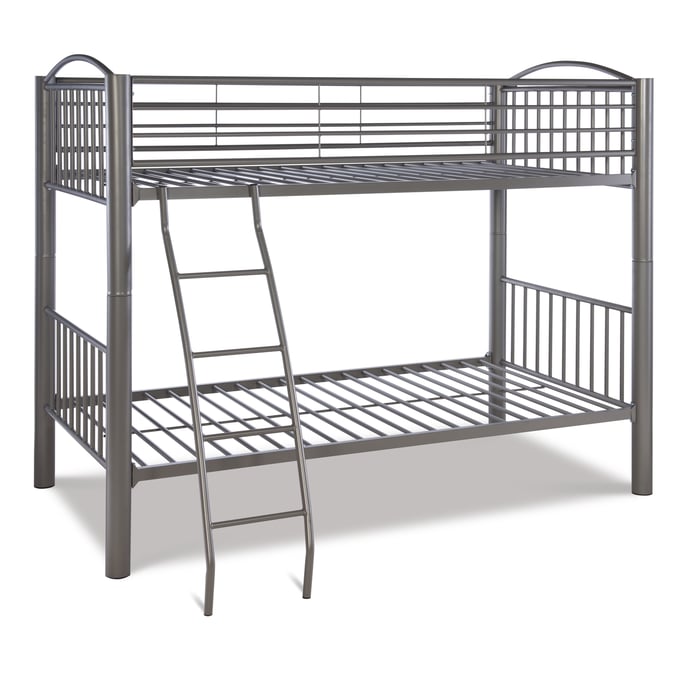 Powell Furniture Heavy Metal Pewter Twin Over Twin Bunk Bed PWL-941-138