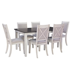 Powell Furniture Mckoy White Grey Marcum 7pc Dining Room Set