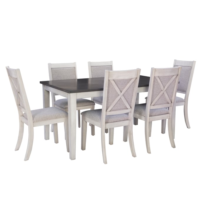 Powell Furniture Mckoy White Grey Marcum 7pc Dining Room Set PWL-D1009LD23PC7