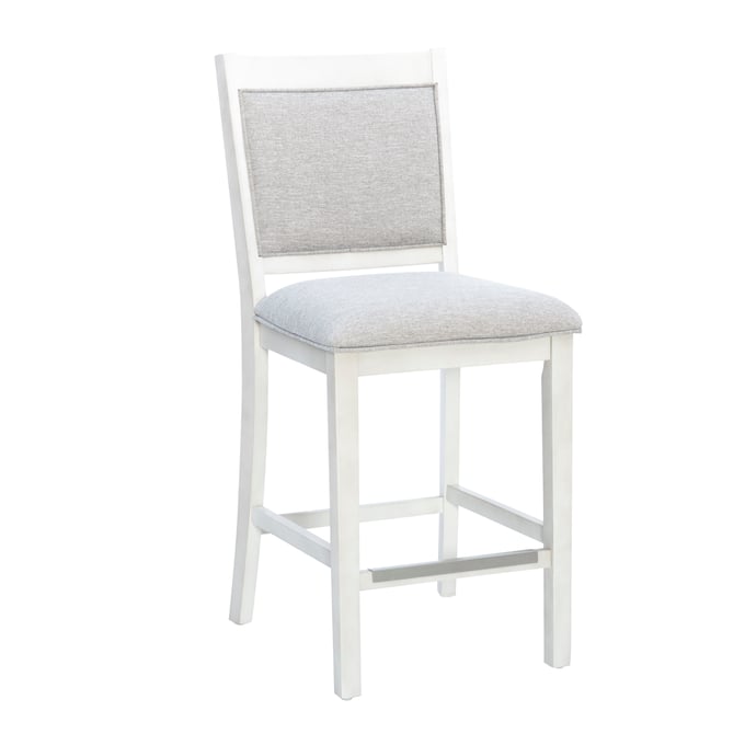 2 Powell Furniture Mckoy White Grey Marcum Counter Stools PWL-D1009LD23WHTCS